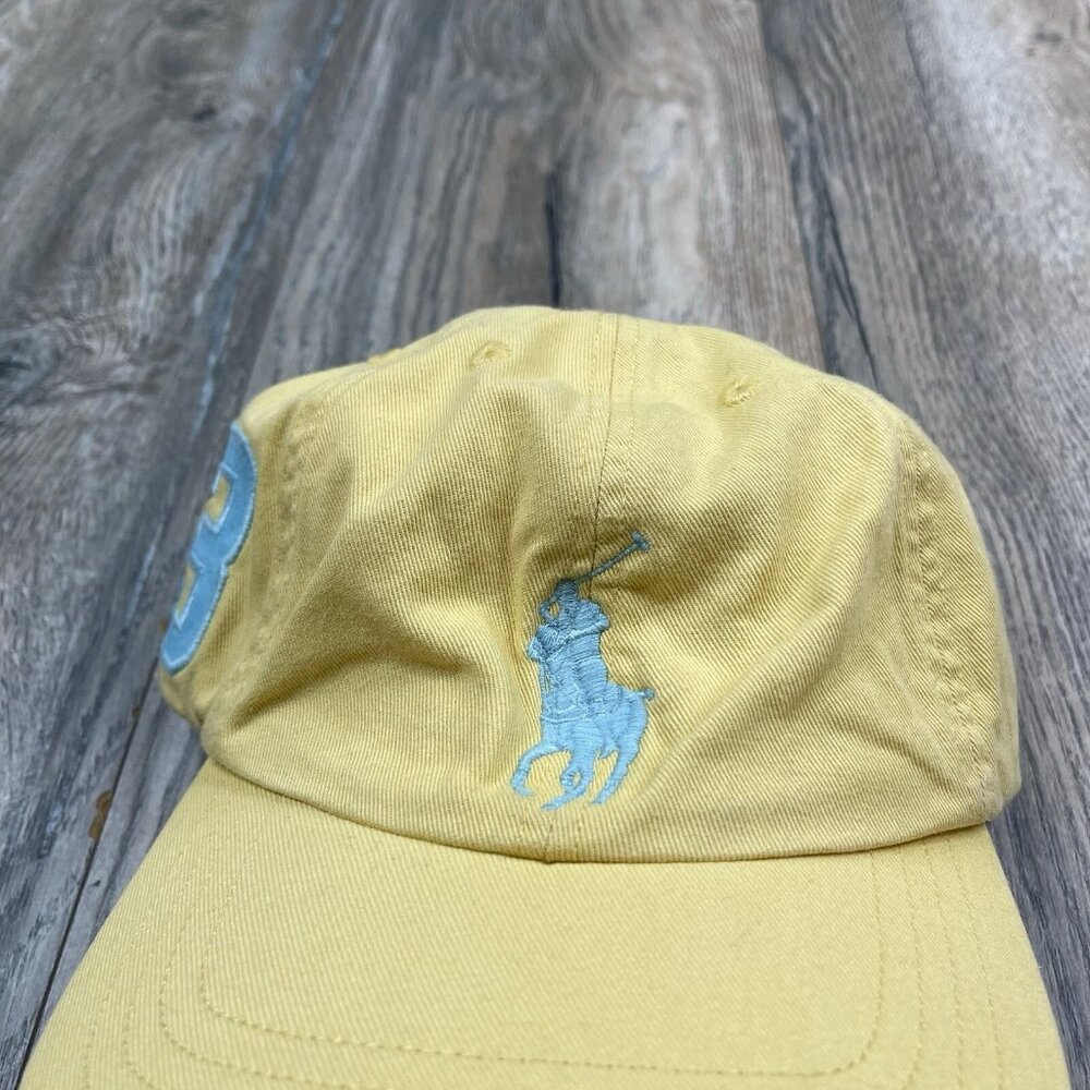 Ralph Lauren Polo Kids Boys Youth Hat Cap Strap Back Yellow Blue Big Pony 8-20 - Picture 2 of 11